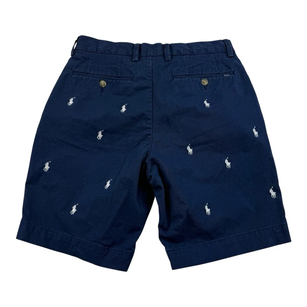 Polo Ralph Lauren Blue Chino Shorts Men's Size 29x8.5‎ White Embroidered Logo